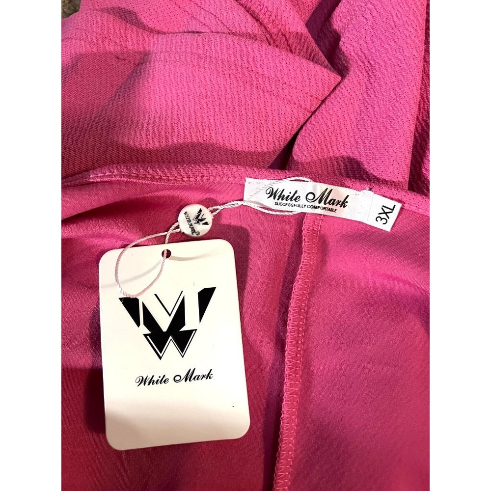 White Mark Top Pink Short Sleeve Fit & Flare Shirt Scoop Neck Womens Size 3XL - Picture 4 of 5
